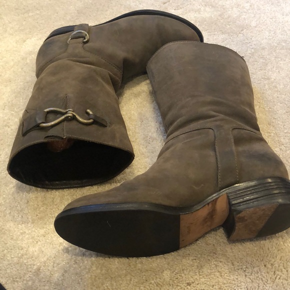 Cole Haan Suede Motorcycle Boots In Gunmetal - Picture 4 of 7